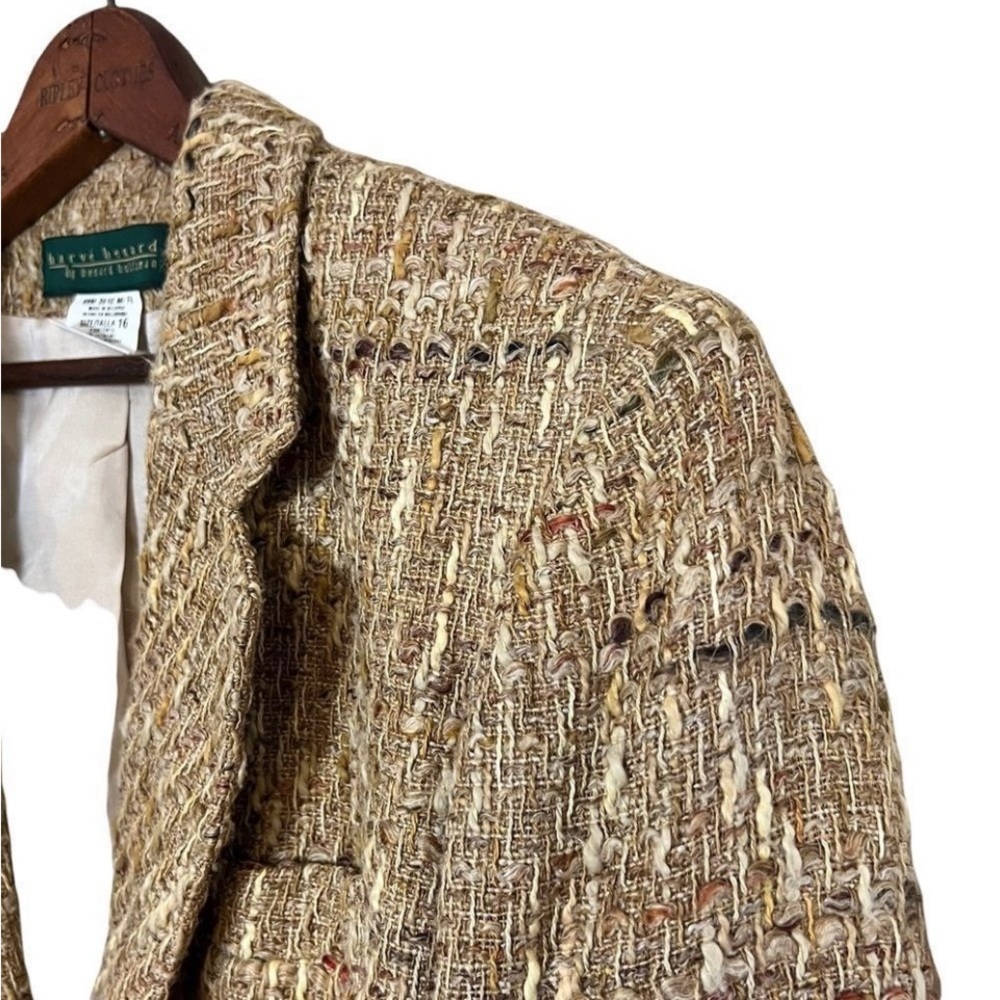 Harve Benard One Button Fully Lined Multi Tan/ Brown Women’s Jacket sz 16 NWT - Picture 2 of 8